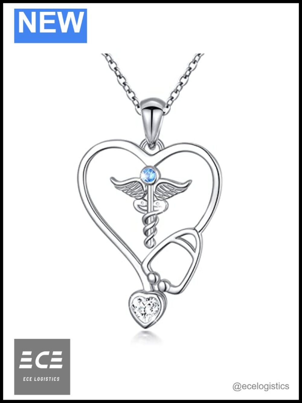 925 Sterling Silver Stethoscope Cross Nurse Necklace Medical Jewelry Gift